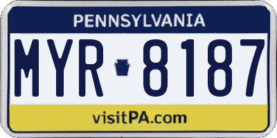 PA license plate MYR8187