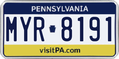 PA license plate MYR8191