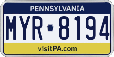 PA license plate MYR8194