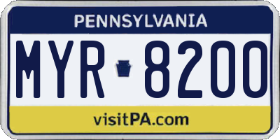 PA license plate MYR8200