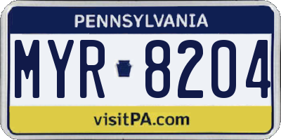 PA license plate MYR8204