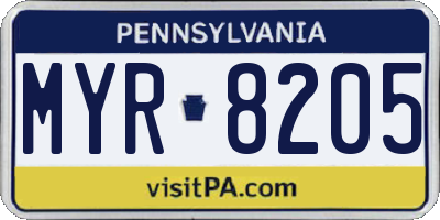 PA license plate MYR8205