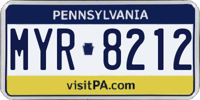 PA license plate MYR8212