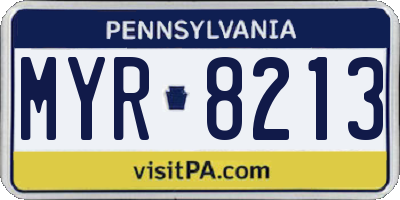 PA license plate MYR8213