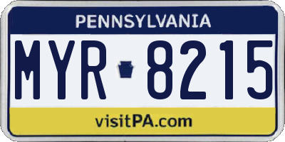 PA license plate MYR8215