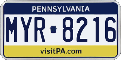 PA license plate MYR8216