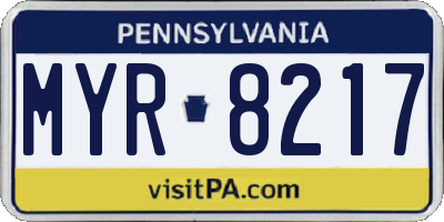 PA license plate MYR8217