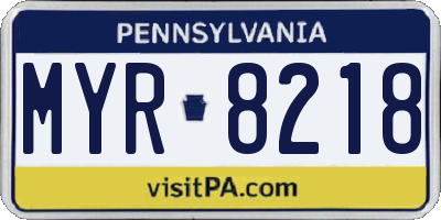 PA license plate MYR8218