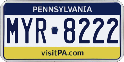 PA license plate MYR8222