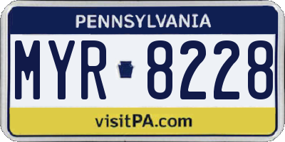 PA license plate MYR8228