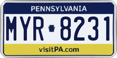 PA license plate MYR8231