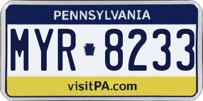 PA license plate MYR8233