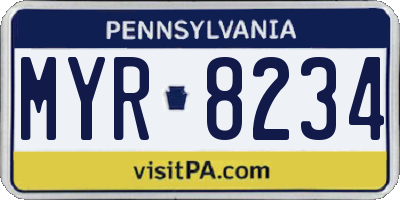 PA license plate MYR8234