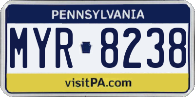 PA license plate MYR8238