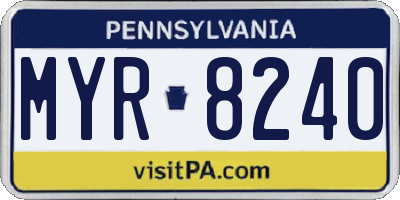 PA license plate MYR8240