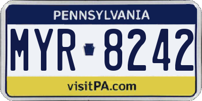 PA license plate MYR8242