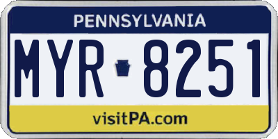 PA license plate MYR8251