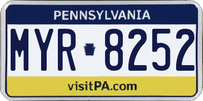 PA license plate MYR8252