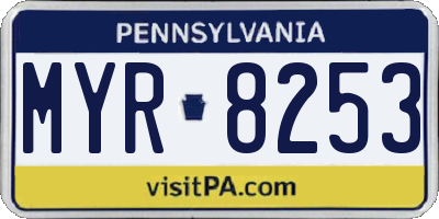 PA license plate MYR8253