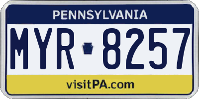 PA license plate MYR8257