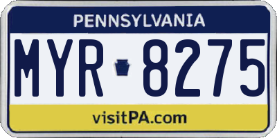 PA license plate MYR8275