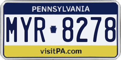 PA license plate MYR8278