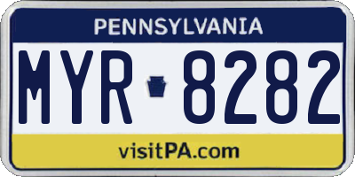PA license plate MYR8282