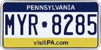 PA license plate MYR8285
