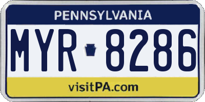 PA license plate MYR8286