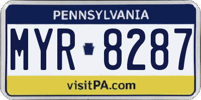 PA license plate MYR8287