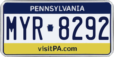 PA license plate MYR8292