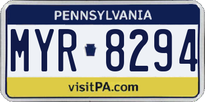 PA license plate MYR8294