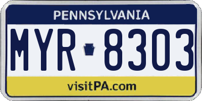 PA license plate MYR8303