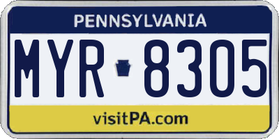 PA license plate MYR8305