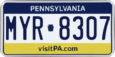 PA license plate MYR8307