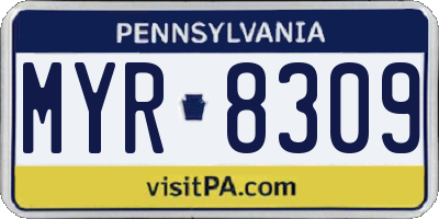 PA license plate MYR8309