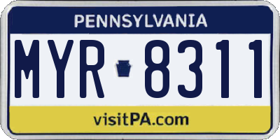 PA license plate MYR8311
