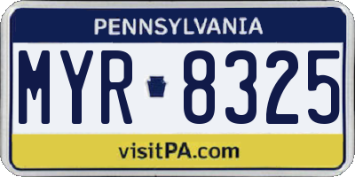 PA license plate MYR8325