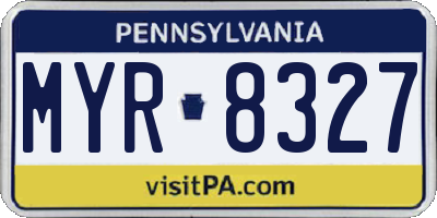 PA license plate MYR8327