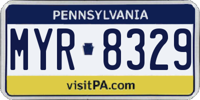 PA license plate MYR8329