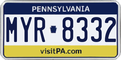 PA license plate MYR8332