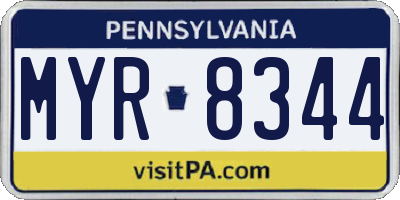 PA license plate MYR8344