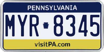 PA license plate MYR8345