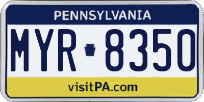 PA license plate MYR8350