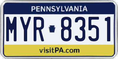 PA license plate MYR8351