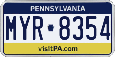 PA license plate MYR8354