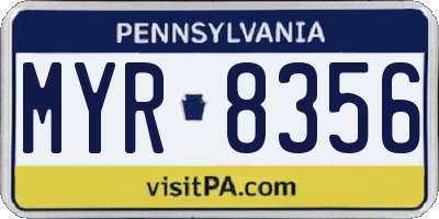 PA license plate MYR8356