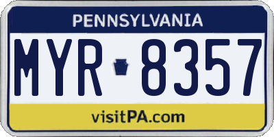 PA license plate MYR8357