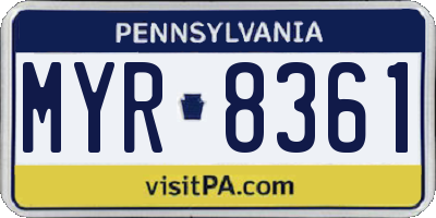 PA license plate MYR8361