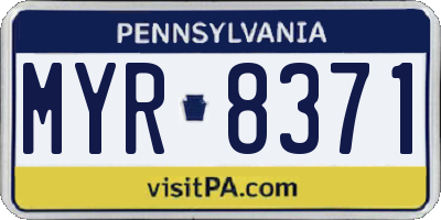 PA license plate MYR8371